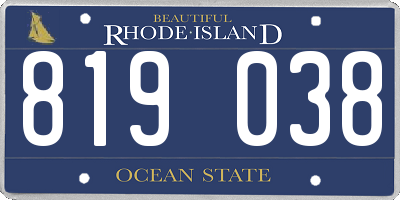 RI license plate 819038