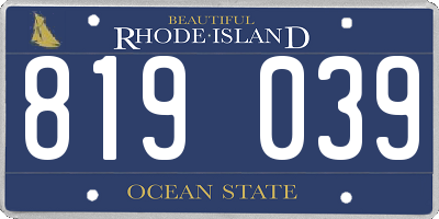 RI license plate 819039