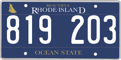 RI license plate 819203
