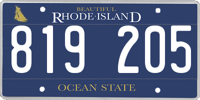 RI license plate 819205