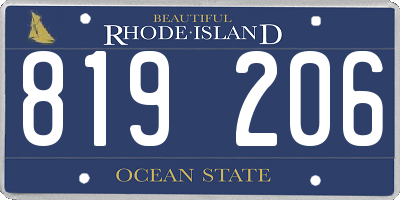 RI license plate 819206