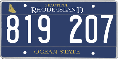 RI license plate 819207