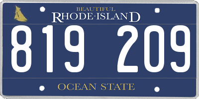 RI license plate 819209