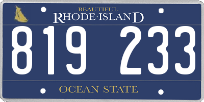 RI license plate 819233