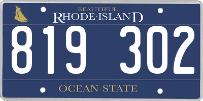 RI license plate 819302