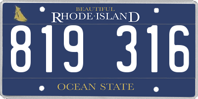 RI license plate 819316