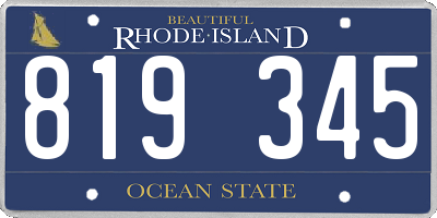 RI license plate 819345
