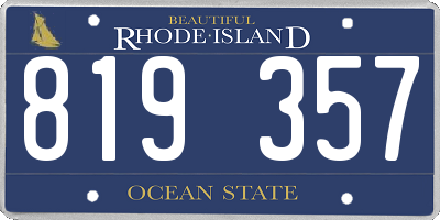 RI license plate 819357