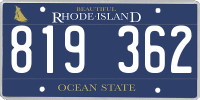 RI license plate 819362