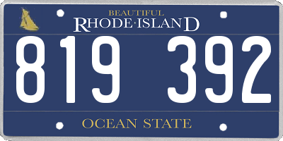 RI license plate 819392