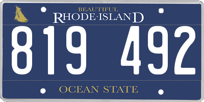 RI license plate 819492