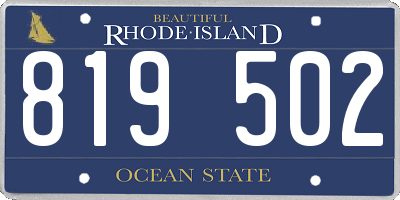 RI license plate 819502