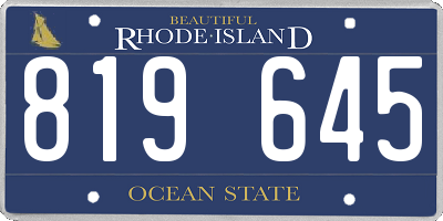 RI license plate 819645