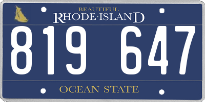 RI license plate 819647