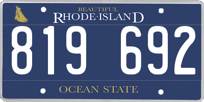 RI license plate 819692