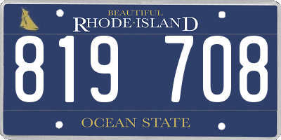 RI license plate 819708
