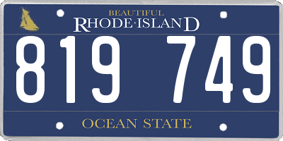 RI license plate 819749