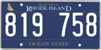 RI license plate 819758