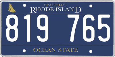 RI license plate 819765