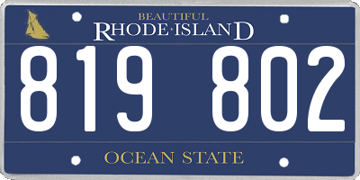 RI license plate 819802