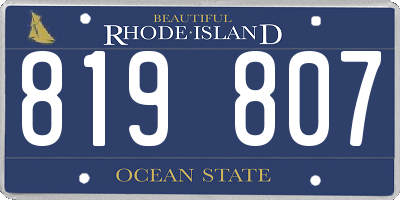 RI license plate 819807