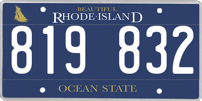 RI license plate 819832