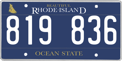 RI license plate 819836