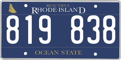 RI license plate 819838