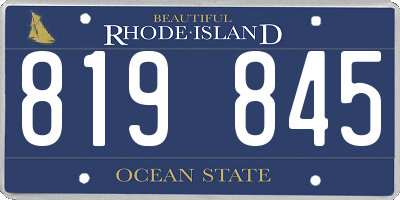 RI license plate 819845