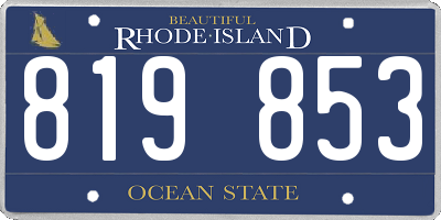 RI license plate 819853