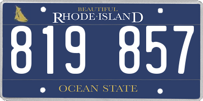 RI license plate 819857