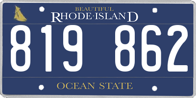 RI license plate 819862