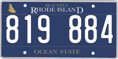 RI license plate 819884