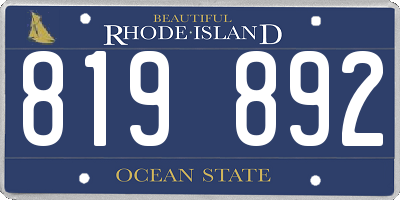 RI license plate 819892