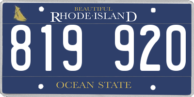 RI license plate 819920