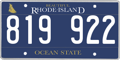 RI license plate 819922