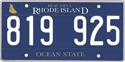 RI license plate 819925