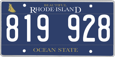 RI license plate 819928