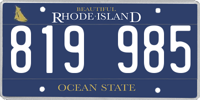 RI license plate 819985
