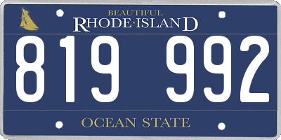 RI license plate 819992