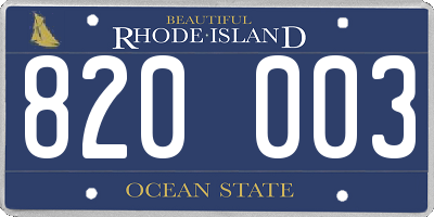 RI license plate 820003
