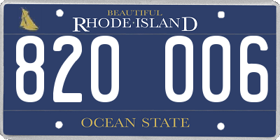 RI license plate 820006