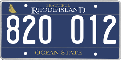 RI license plate 820012