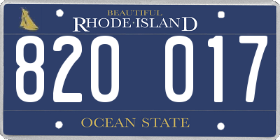 RI license plate 820017