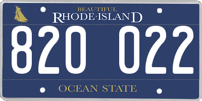 RI license plate 820022