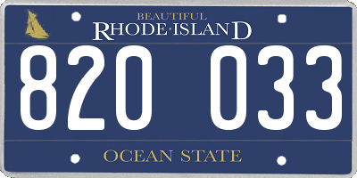 RI license plate 820033