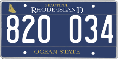 RI license plate 820034