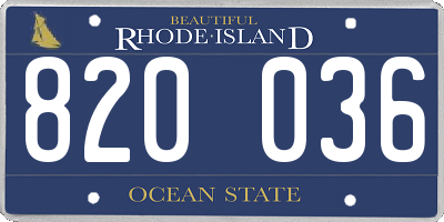 RI license plate 820036