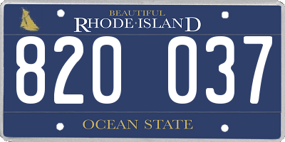 RI license plate 820037