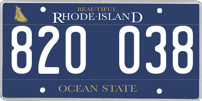RI license plate 820038